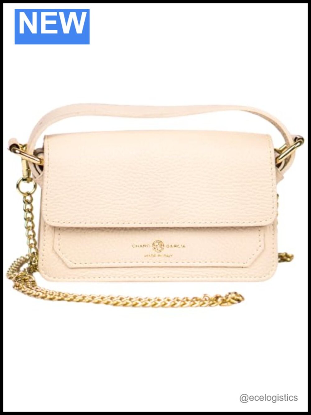 Italian Leather Crossbody Bag with Detachable Chain Strap, Clutch